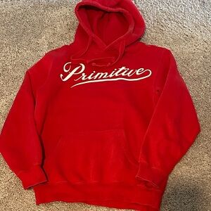 Primitive Red Crewneck Hoodie with Script Logo